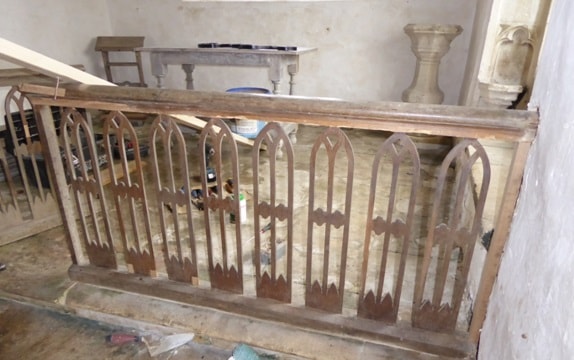 The communion rail at All Saints' church, Leigh, after repairs