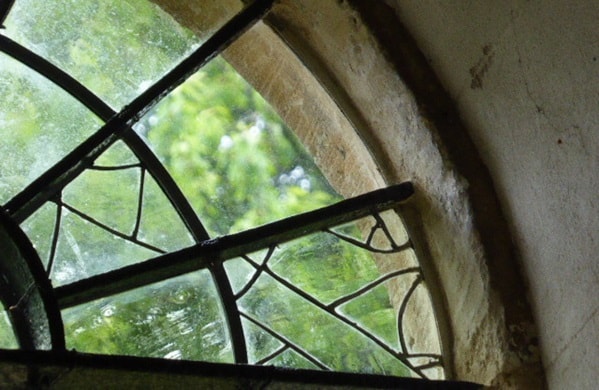 The completed repairs to the window at St Kenelm's, Sapperton