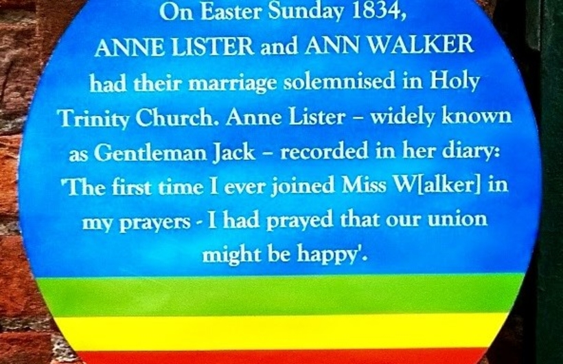 Rainbow plaque at York Holy Trinity 2016